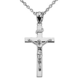 Religious Jewelry by FDJ 925 Sterling Silver Linear Cross INRI Crucifix Pendant Necklace