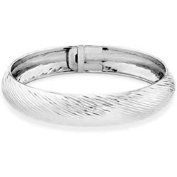 Miabella 925 Sterling Silver Italian Diamond-Cut Round Flexible Bangle Bracelet for Women Choice of White or Yellow 7.5 Inch Made in Italy