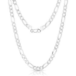 NYC Sterling Authentic Solid Sterling Silver Figaro Link Diamond-Cut .925 ITProLux Necklace Chains 3MM - 7.5MM, 16'' - 30'', Silver Chain for Men & Women, Made in Italy