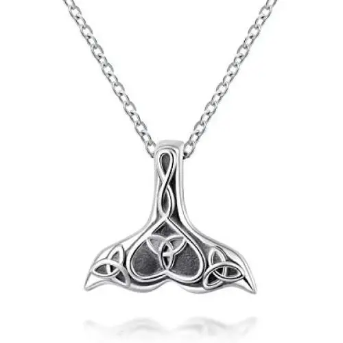 925 Sterling Silver Triquetra Celtic Necklace with Mermaid Tail Oxidized Classic Trinity Knot Pendant Irish Jewelry Mothers Day Birthday Gift for Girls Women 925 Sterling Silver Triquetra Celtic Necklace with Mermaid Tail Oxidized Classic Trinity Knot Pendant Irish Jewelry Mothers Day Birthday Gift for Girls Women