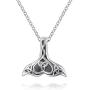 925 Sterling Silver Triquetra Celtic Necklace with Mermaid Tail Oxidized Classic Trinity Knot Pendant Irish Jewelry Mothers Day Birthday Gift for Girls Women