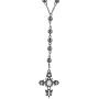 LUX ACCESSORIES Crystal Black Rosary Catholic Rhinestone Long Cross Beads Chain Necklace