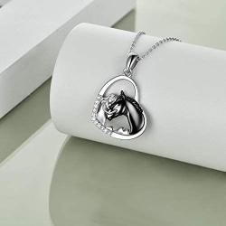 YFN Horse Pendant Necklace Jewelry 925 Sterling Silver Girls Embrace Horse Gift for Women Girls (A Horse with Girl Necklace)