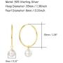 FANCIME White/Yellow Gold Plated 925 Sterling Silver Dangle Drop Pearl Endless Hoop Earrings Dainty Fine Jewelry For Women Girls