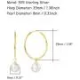 FANCIME White/Yellow Gold Plated 925 Sterling Silver Dangle Drop Pearl Endless Hoop Earrings Dainty Fine Jewelry For Women Girls
