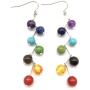 xinpeng Women 7 Chakra Natural Stones Gemstone Crystals Pendant Beads Yoga Reiki Healing Energy Balancing Necklace Copper Bracelets Dangle Hook Earrings Jewelry Set