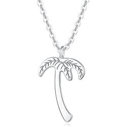 Carleen 14K Gold Plated Sterling Silver Delicate Dainty Family Tree of Life/Palm Tree Small Necklace Jewelry for Women Girls with 15.75'' Silver Chain