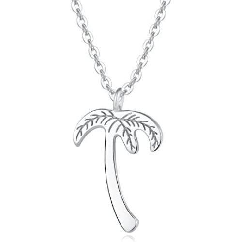 Carleen 14K Gold Plated Sterling Silver Delicate Dainty Family Tree of Life/Palm Tree Small Necklace Jewelry for Women Girls with 15.75'' Silver Chain