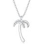 Carleen 14K Gold Plated Sterling Silver Delicate Dainty Family Tree of Life/Palm Tree Small Necklace Jewelry for Women Girls with 15.75'' Silver Chain