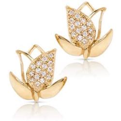 Perfect Love & Sunshine Yellow Gold-Plated Tulip Flower Earrings, Never Rust 925 Sterling Silver Hypoallergenic Studs for Women, Girls & Teens | Free Breathtaking Gift Box for Special Moments of Love