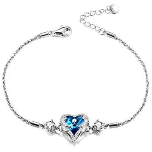 WINNICACA Angel Bracelets for Women Heart Crystal Bracelet Sterling Silver Heart of Ocean Bracelets for Women Gifts for Girls WINNICACA Angel Bracelets for Women Heart Crystal Bracelet Sterling Silver Heart of Ocean Bracelets for Women Gifts for Girls