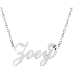 BeautyName Personalized Name Necklace Stainless Steel with Chain 17''+2'' Extension- New Mom Bridesmaid Gift Jewelry for Women