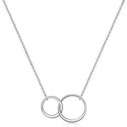 Lcherry Friendship Necklace S925 Sterling Silver Two Interlocking Infinity Double Circles Necklace for Women Friend Jewelry