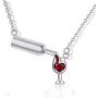 QIAN0813 Love Red Wine Winebottle Pendant Necklace for Woman Cubic Zirconia Heart Unique Design Jewelry
