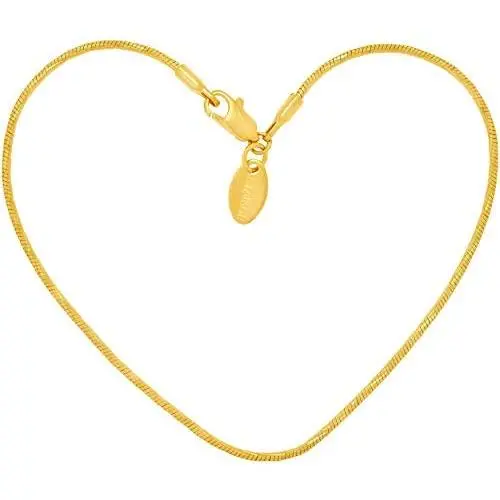 Lifetime Jewelry 1.5mm Snake Chain Anklet for Women & Girls 24k Real Gold Plated Lifetime Jewelry 1.5mm Snake Chain Anklet for Women & Girls 24k Real Gold Plated