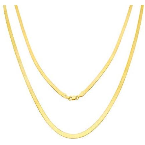 Nuragold 10k Yellow Gold 3mm Solid Herringbone Silky Flat High Polish Chain Necklace, Womens Lobster Lock 16'' 18'' 20'' 22'' 24'' Nuragold 10k Yellow Gold 3mm Solid Herringbone Silky Flat High Polish Chain Necklace, Womens Lobster Lock 16'' 18'' 20'' 22'' 24''