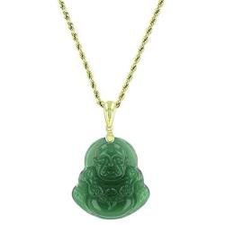 Happy Laughing Buddha Dark Green Jade Pendant Necklace Rope Chain Genuine Certified Grade A Jadeite Jade Hand Crafted, Religious Green Jade Necklace, 14k Gold Finish Laughing Buddha Jade Green Necklace, Green Jade Medallion, Mens Jewelry, Buddha Chain, Ja