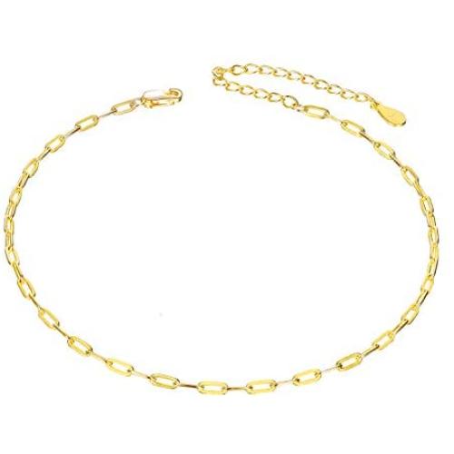 POPLYKE 925 Sterling Silver Gold Plated Anklet Summer Adjustable Beach Boho Ankle Bracelet