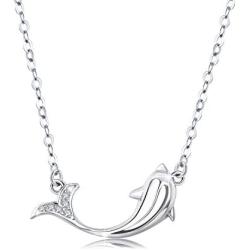 TANGPOET Dolphin Necklace Gifts for Women S925 Sterling Silver Sea Ocean Animal Pendant Jewelry for Teens Girls Daughter