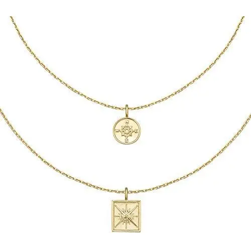 AGVANA 14K Yellow Gold Plated 925 Sterling Silver Layered Coin Compass Moon Star Bee Sun Pendant Necklace Dainty Jewelry Gifts for Women Her Girls Girlfriend Wife Friend Sister with Gift Box, 16+2 Inch Extender