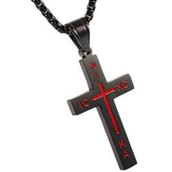 HZMAN Stainless Steel Russian Orthodox Cross Pendant Necklace for Men Women, NIKA, ICXC