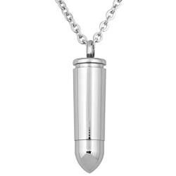 CoolJewelry Urn Necklace Rose Gold Bullet Pendant Necklaces Cylinder Memorial Jewelry Cremation Keepsake Stainless Steel for Men