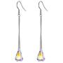 AOBOCO 925 Sterling Silver Drop Dangle Earrings with Aurora Borealis Teardrop Crystals