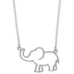 Boma Jewelry Sterling Silver Open Elephant Outline Animal Pendant Necklace, 18 Inches