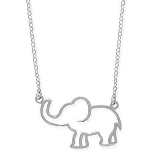 Boma Jewelry Sterling Silver Open Elephant Outline Animal Pendant Necklace, 18 Inches