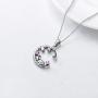 PEIMKO Lucky Elephant Necklace Elephant On The Moon Cute Animal Pendant Necklace Elephant Jewelry for Women Girl