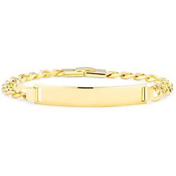 Bling Jewelry Cuban Curb Link Personalized Name Engravable ID Identification Bracelet for Men 180 Gauge 18K Gold Plated Brass 8.5 Inch