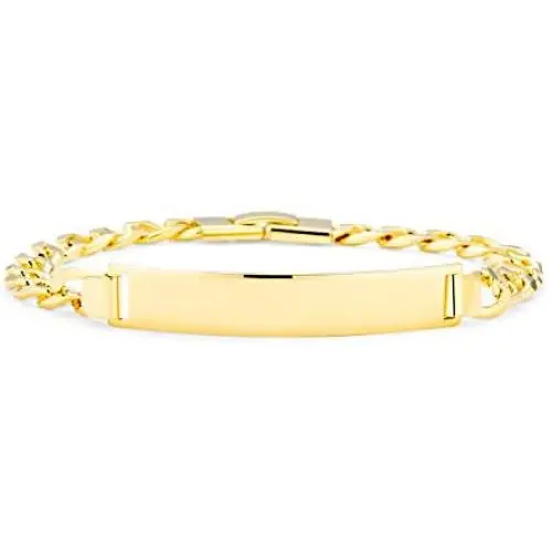 Bling Jewelry Cuban Curb Link Personalized Name Engravable ID Identification Bracelet for Men 180 Gauge 18K Gold Plated Brass 8.5 Inch Bling Jewelry Cuban Curb Link Personalized Name Engravable ID Identification Bracelet for Men 180 Gauge 18K Gold Plated Brass 8.5 Inch