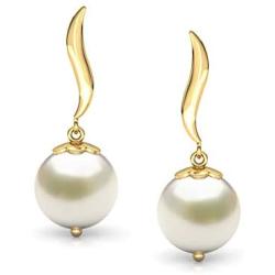 CaratLane Snow Drop Pearl Earrings for Women in 18 K Yellow Gold with Jewelry Gift Box