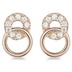 Izaara 925 Sterling Silver Rose Gold Round CZ Earrings for Women and Girls Ideal For Casual, Daily Wear, Birthday, Wedding, Anniversary Gift