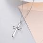 Cross Necklace Sterling Silver Religious Engraved''Faith Hope Love''Pendant Necklace Jewelry for Women Girls Unisex