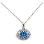 Mystic Jewels - 925 Sterling Silver Glass Evil Eye Drop Shape Filigree Pendant with Silver Chain (Eye Shape)