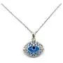 Mystic Jewels - 925 Sterling Silver Glass Evil Eye Drop Shape Filigree Pendant with Silver Chain (Eye Shape)