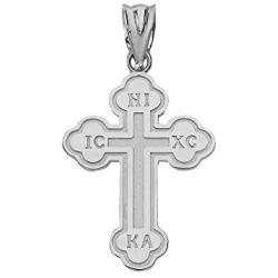 Religious Jewelry by FDJ 925 Sterling Silver Eastern Orthodox IC XC Nika Cross Outline Pendant (Small)