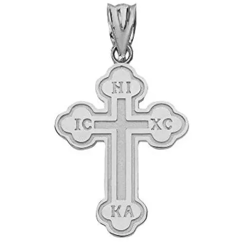 Religious Jewelry by FDJ 925 Sterling Silver Eastern Orthodox IC XC Nika Cross Outline Pendant (Small)