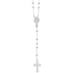 Ritastephens Italian Sterling Silver or Gold-tone 3mm Rosary Bead Virgin Mary Cross Necklace