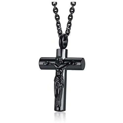 XUANPAI Stainless Steel Mens Jesus Crucifix Cross Urn Pendant Ashes Keepsake Necklace Cremation Religious Jewelry XUANPAI Stainless Steel Mens Jesus Crucifix Cross Urn Pendant Ashes Keepsake Necklace Cremation Religious Jewelry