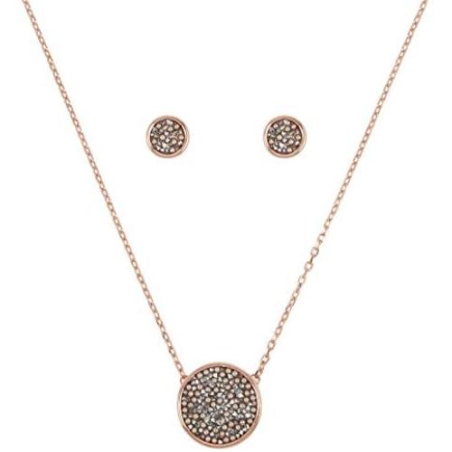 Kenneth Cole Grey Sprinkle Pearl & Stone Pendant Necklace & Stud Earrings Set