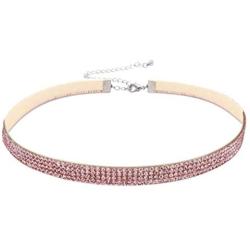 Cryshimmer Crystal Choker Necklace for Women Girls Gothic Pink Rhineston Tatoo Velvet Choker