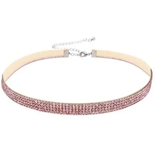 Cryshimmer Crystal Choker Necklace for Women Girls Gothic Pink Rhineston Tatoo Velvet Choker Cryshimmer Crystal Choker Necklace for Women Girls Gothic Pink Rhineston Tatoo Velvet Choker