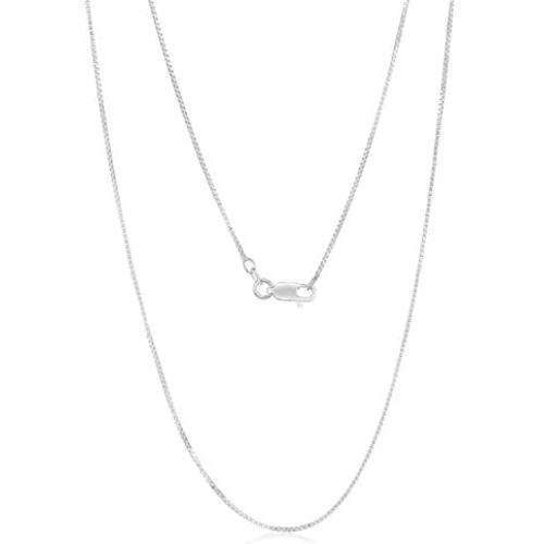 .925 Sterling Silver 0.7mm, 0.9mm, 1.1mm, 1.3mm, 1.5mm or 1.7mm Box Chain Necklace, Made In Italy