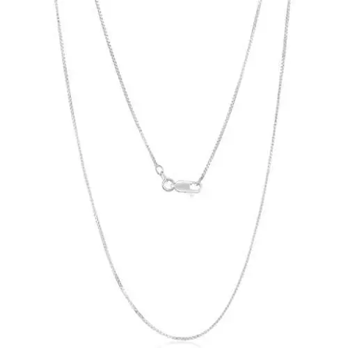 .925 Sterling Silver 0.7mm, 0.9mm, 1.1mm, 1.3mm, 1.5mm or 1.7mm Box Chain Necklace, Made In Italy