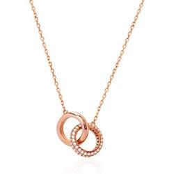 URIZZD S925 Sterling Silver Necklace for Women Cubic Zirconia Pendant White/Rose Gold Plated Necklace Gifts for Women Teens Girls 18 Inches