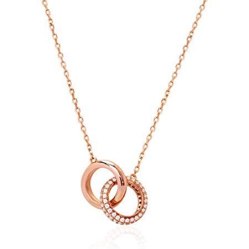 URIZZD S925 Sterling Silver Necklace for Women Cubic Zirconia Pendant White/Rose Gold Plated Necklace Gifts for Women Teens Girls 18 Inches