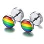 MPRAINBOW Relationship Earrings/Gay Lesibian Studs Earrings/Pride Princess Rainbow Jewelry/Stainless Steel/Love is Colorful