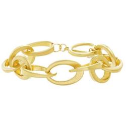Steve Madden Womens Oval Link Yellow Gold-Tone Bracelet
